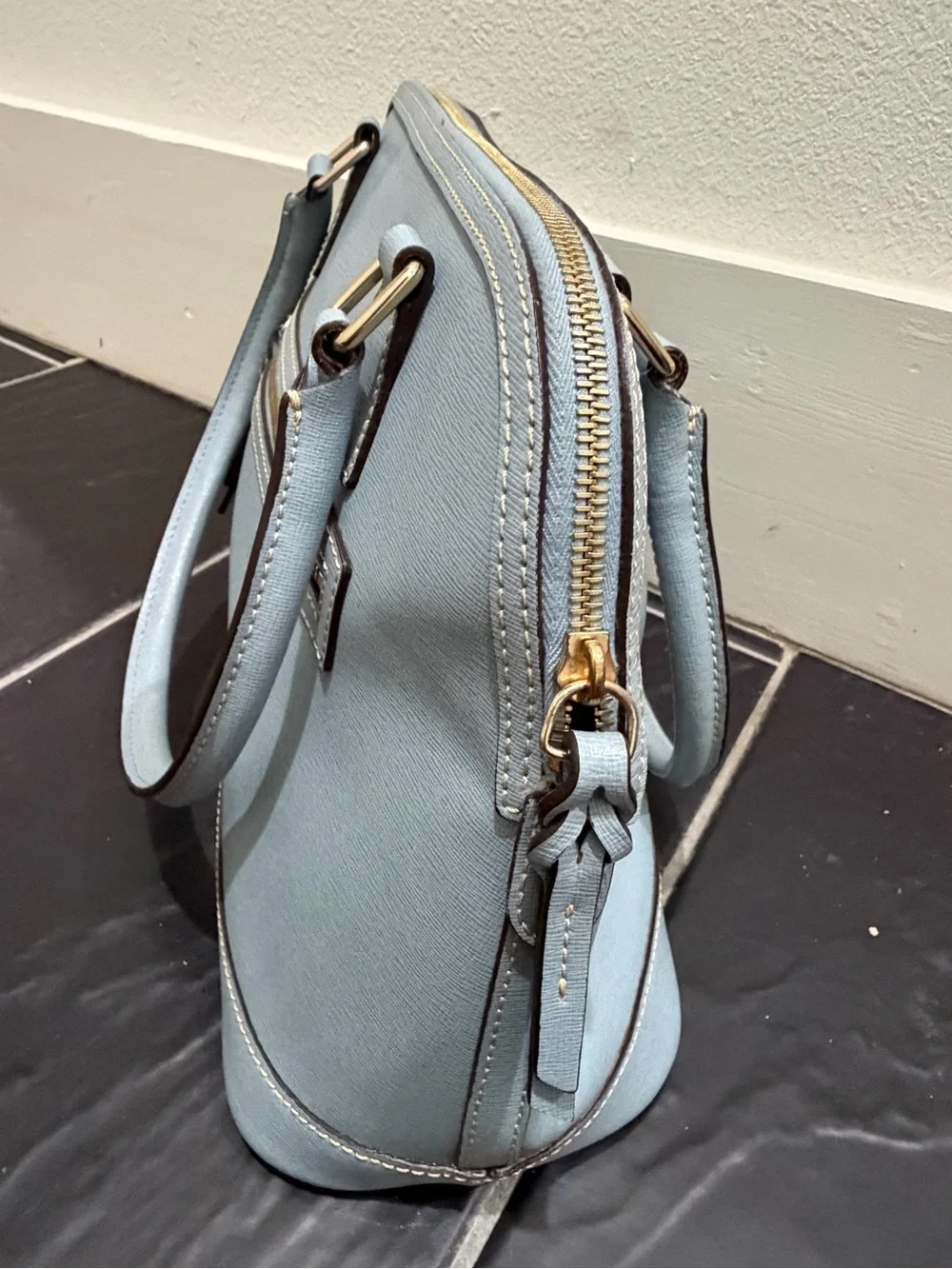 Dooney & Bourke Pale Blue Saffiano Satchel
